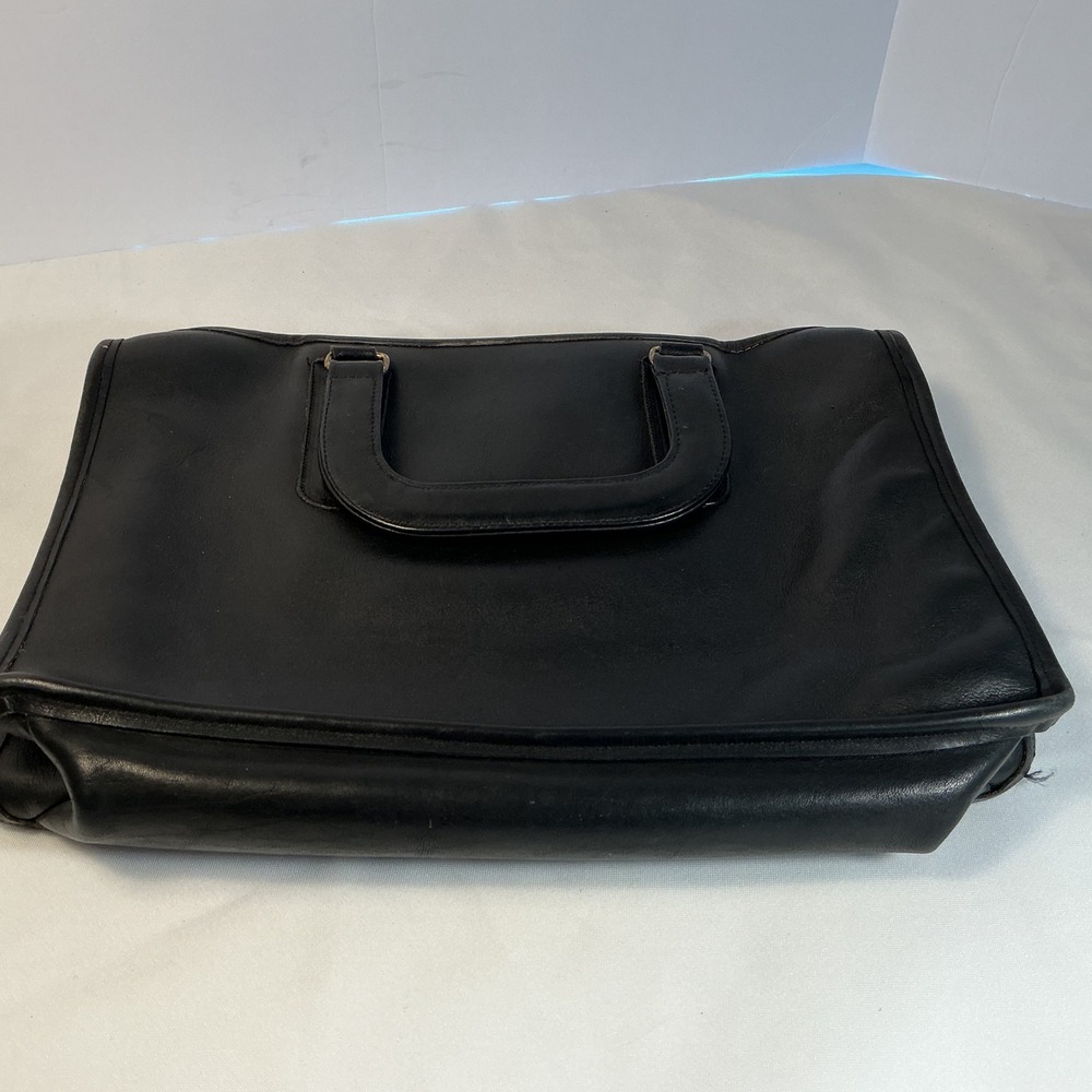 Vintage Coach Black Leather Briefcase Retractable Handle Document Bag 5265 - Picture 2 of 12
